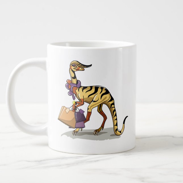 Illustration Of An Iguanodon With Shopping Bags. Giant Coffee Mug (Left)