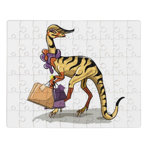 Illustration Of An Iguanodon With Shopping Bags Jigsaw Puzzle