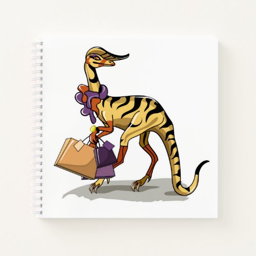 Illustration Of An Iguanodon With Shopping Bags Notebook