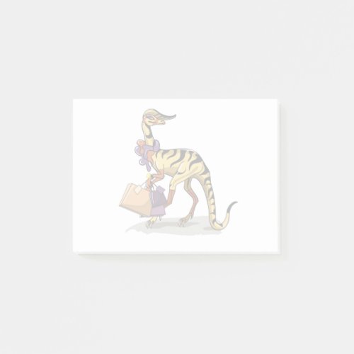 Illustration Of An Iguanodon With Shopping Bags Post_it Notes
