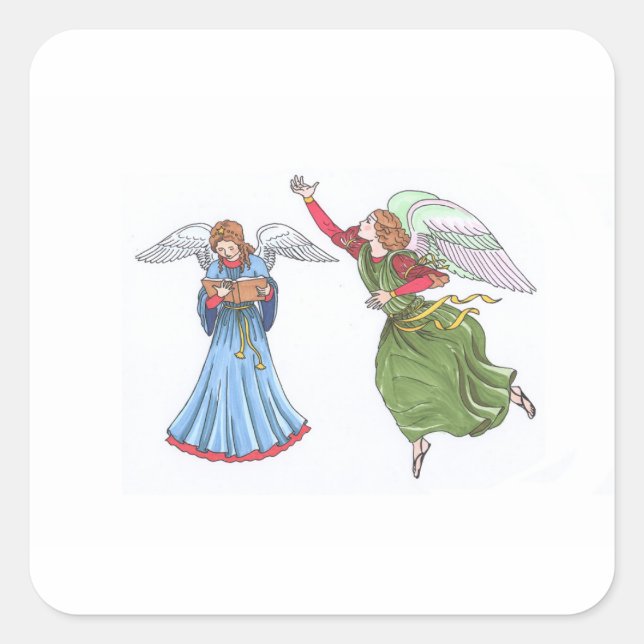 Illustration of Angels Square Sticker (Front)