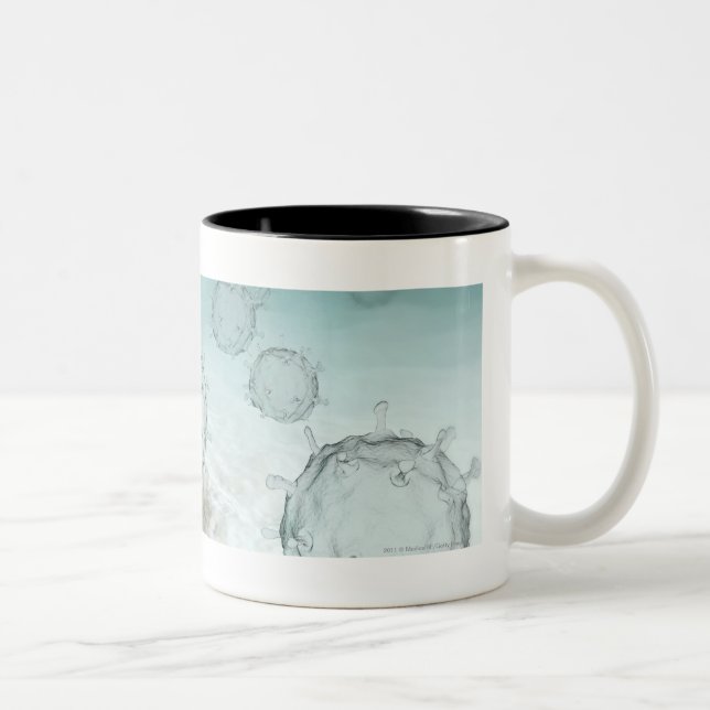 Illustration of avian flu cells Two-Tone coffee mug (Right)