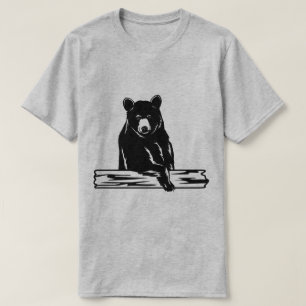 Illustration of Bear Resting on Log T-Shirt