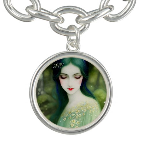 Illustration of Beautiful Lady in Forest Bracelet
