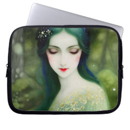 Illustration of Beautiful Lady in Forest Laptop Sleeve