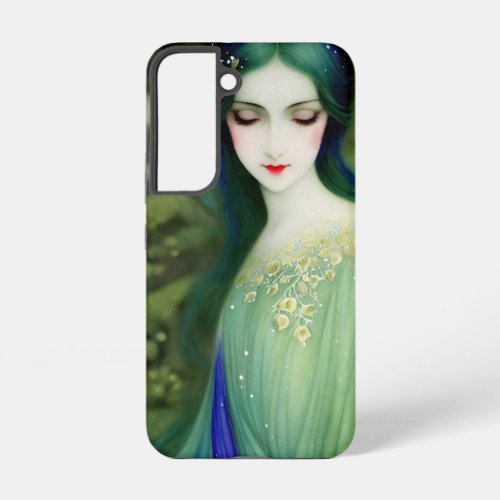 Illustration of Beautiful Lady in Forest Samsung Galaxy S22 Case