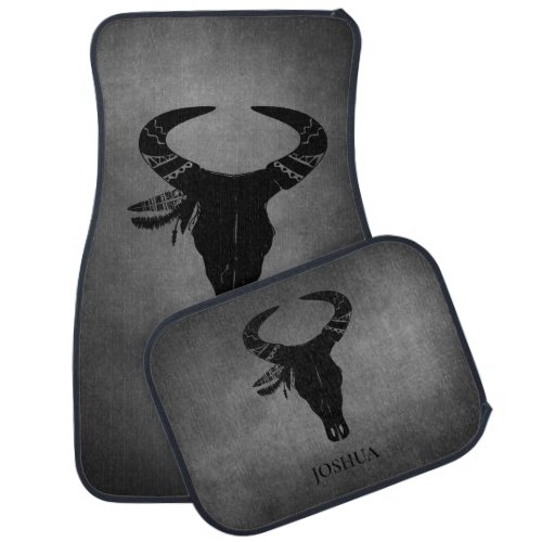 Illustration of Black Bull Skull Car Floor Mat