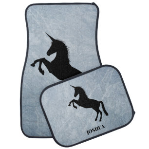 Illustration of Black Unicorn Car Floor Mat