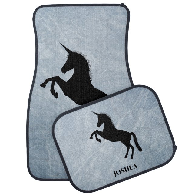 Illustration of Black Unicorn Car Floor Mat (Set)