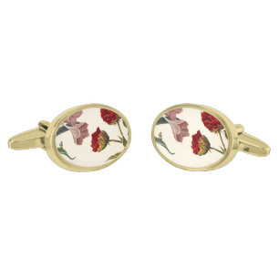 Illustration of blooming flowers in vintage style cufflinks