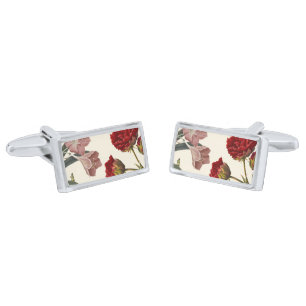 Illustration of blooming flowers in vintage style cufflinks