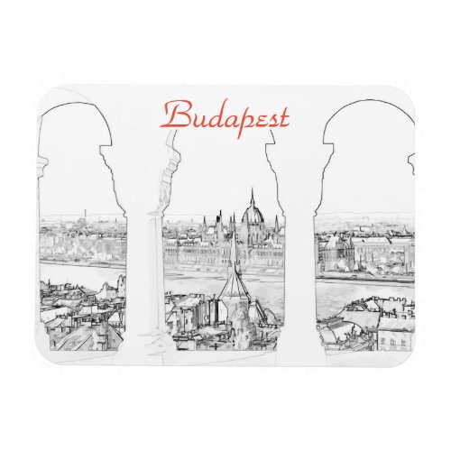 Illustration of Budapest and hungarian parliament Magnet