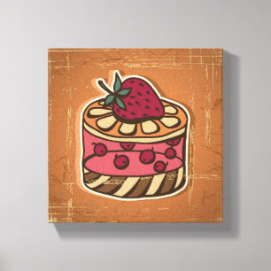 Illustration of cake in retro style canvas print