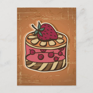 Illustration of cake in retro style postcard