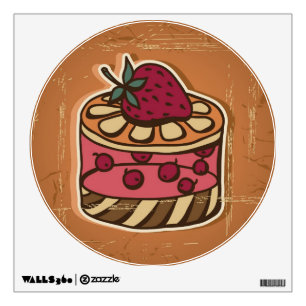 Illustration of cake in retro style wall decal