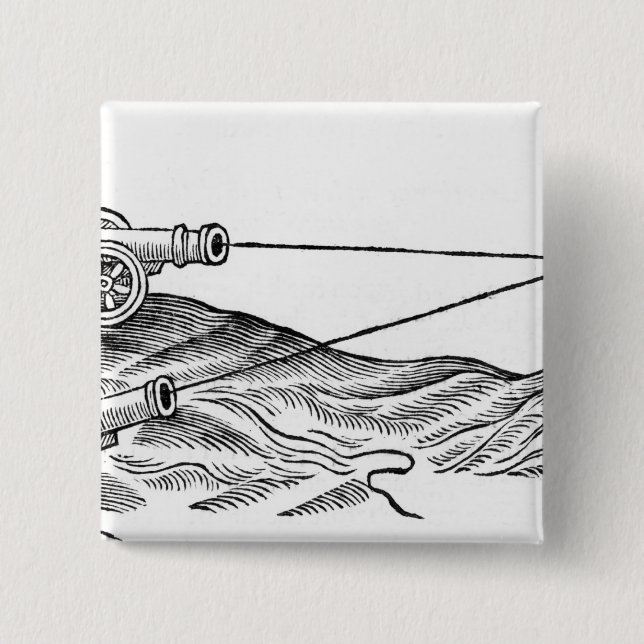 Illustration of Cannon Fire Pinback Button (Front)