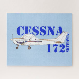 Illustration of Cessna 172 Skyhawk Airplane Design Jigsaw Puzzle