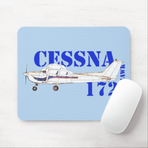 Illustration of Cessna 172 Skyhawk Airplane Design Mouse Pad