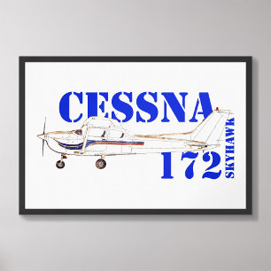 Illustration of Cessna 172 Skyhawk Airplane Design Photo Print