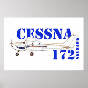 Illustration of Cessna 172 Skyhawk Airplane Design Poster