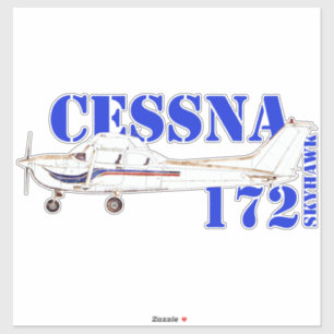Illustration of Cessna 172 Skyhawk Airplane Design Sticker