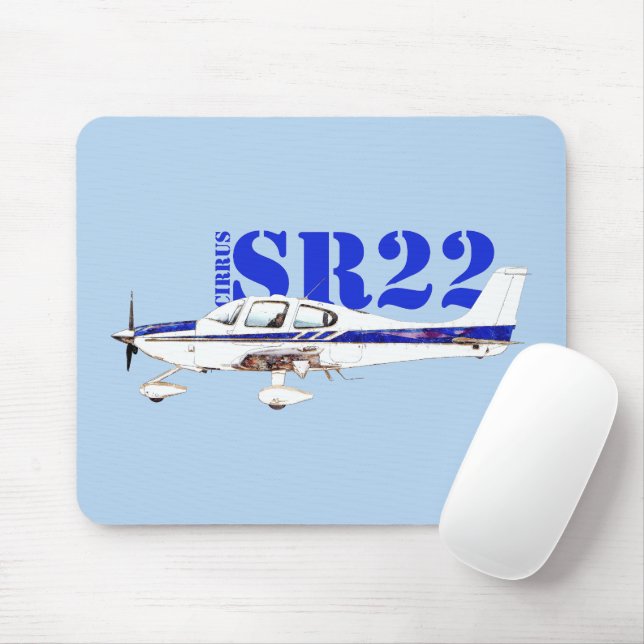 Illustration Of Cirrus SR22 Light Aircraft Design Mouse Pad (With Mouse)