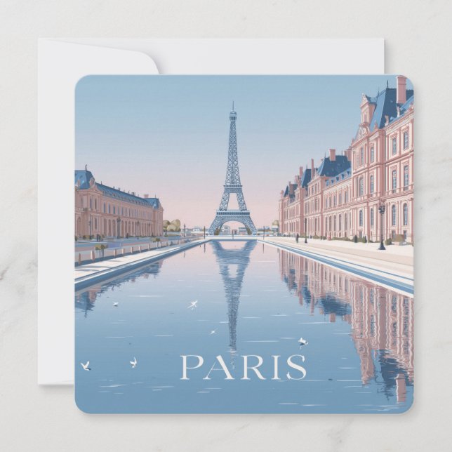 illustration of eiffel tower in paris holiday card (Front)