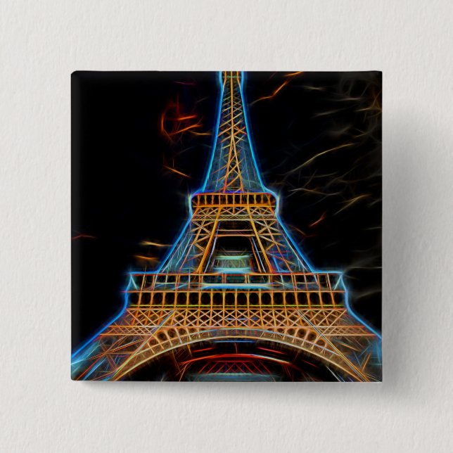 Illustration of Eiffel Tower - Paris, France Button (Front)
