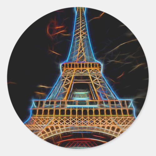 Illustration of Eiffel Tower _ Paris France Classic Round Sticker