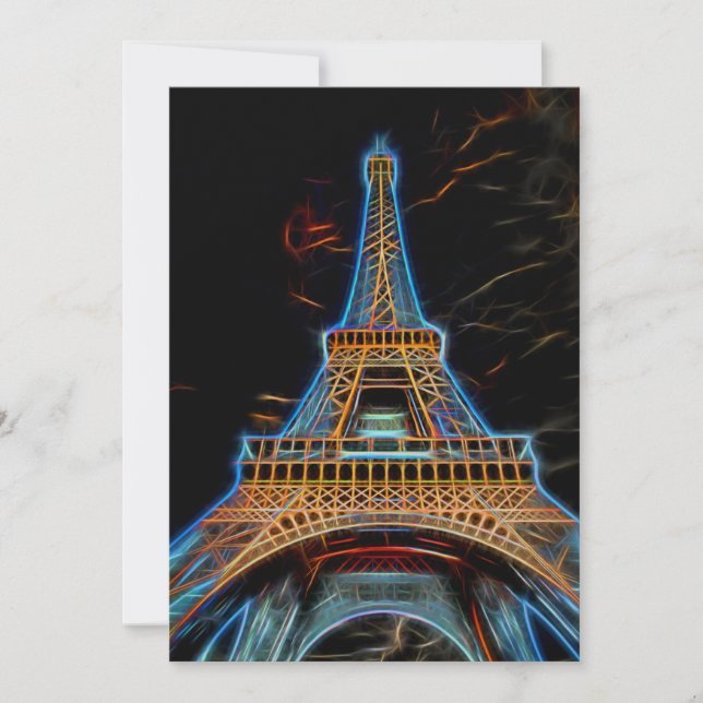 Illustration of Eiffel Tower - Paris, France Invitation (Front)