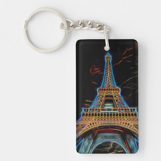 Illustration of Eiffel Tower - Paris, France Keychain (Front)
