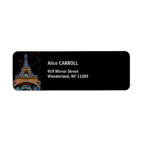 Illustration of Eiffel Tower _ Paris France Label