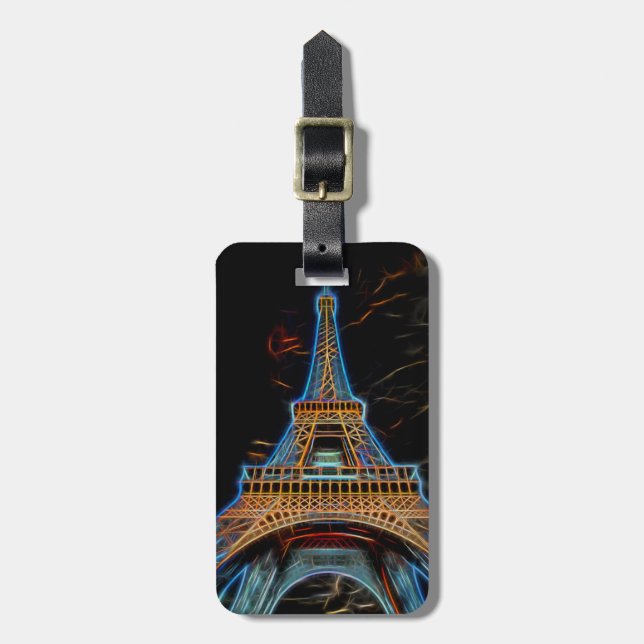 Illustration of Eiffel Tower - Paris, France Luggage Tag (Front Vertical)