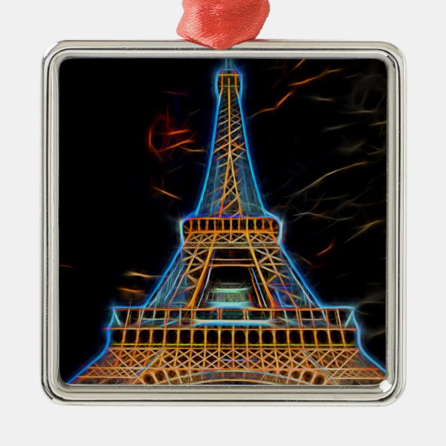 Illustration of Eiffel Tower - Paris, France Metal Ornament (Front)