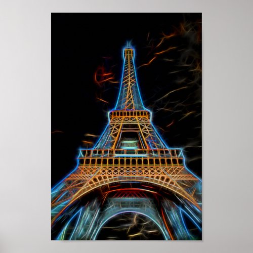 Illustration of Eiffel Tower _ Paris France Poster