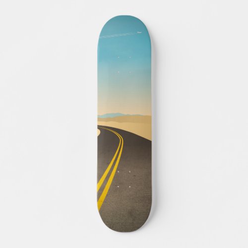 Illustration of empty highway in the desert skateboard