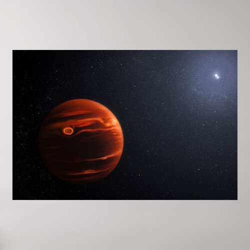 Illustration Of Exoplanet Vhs 1256 B And Its Stars Poster