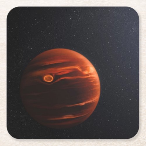 Illustration Of Exoplanet Vhs 1256 B And Its Stars Square Paper Coaster
