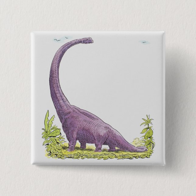 Illustration of Giraffatitan dinosaur Pinback Button (Front)
