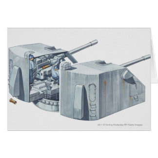 Illustration of gun turret on a WW2 battleship Cards