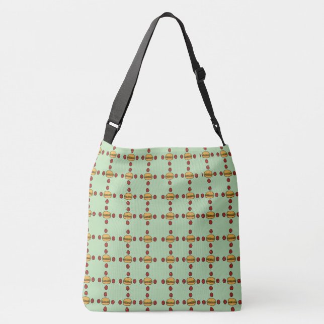 Illustration of hamburger patterns  crossbody bag (Back)