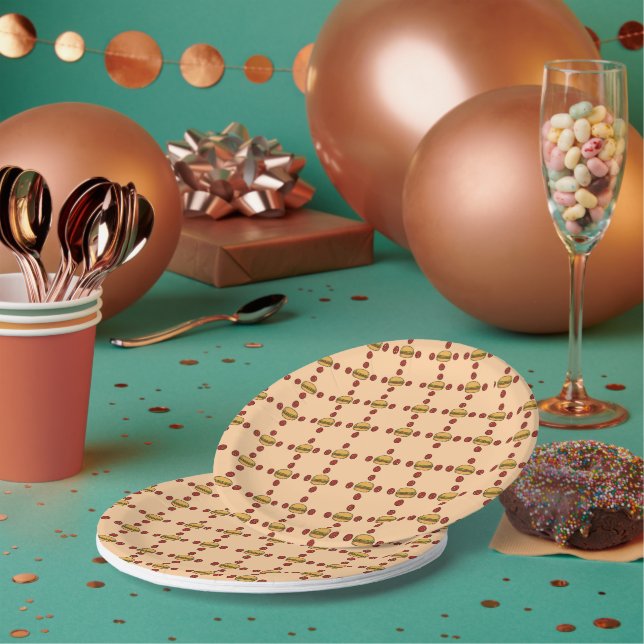 Illustration of hamburger patterns  paper plates (Multi)