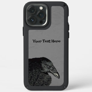Illustration of Head Wing Black Crow on Gray Speck iPhone 13 Pro Max Case