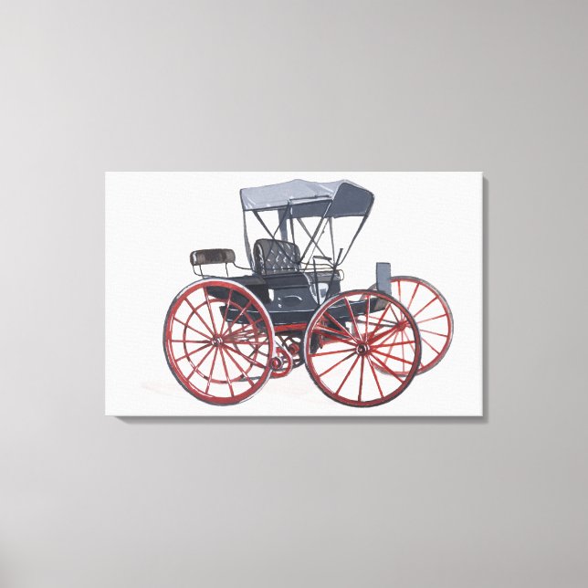Illustration of horseless carriage canvas print (Front)