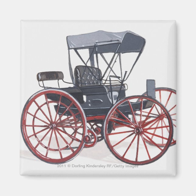 Illustration of horseless carriage magnet (Front)
