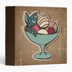 Illustration of Ice Cream in retro style 3 Ring Binder