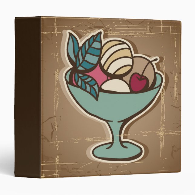 Illustration of Ice Cream in retro style 3 Ring Binder (Front/Spine)