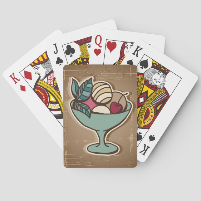 Illustration of Ice Cream in retro style Poker Cards (Back)
