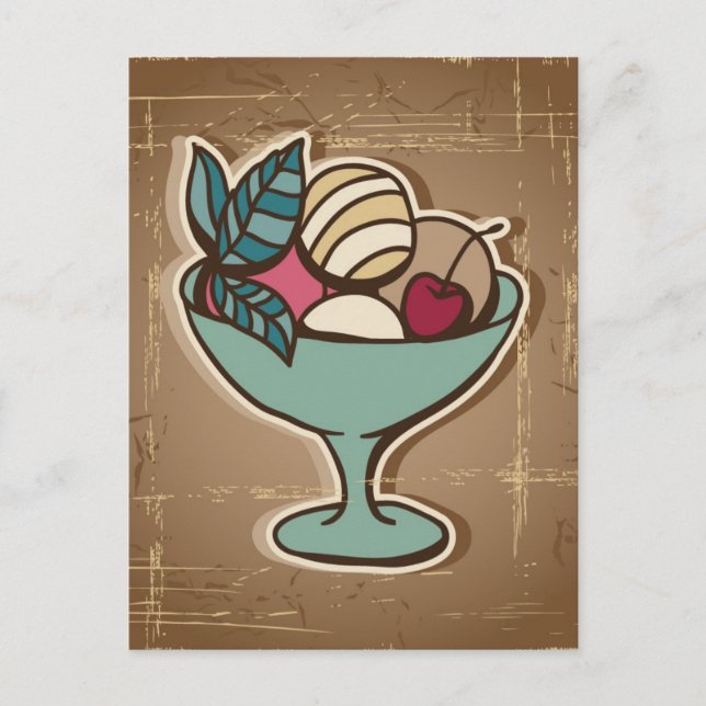 Illustration of Ice Cream in retro style Postcard (Front)