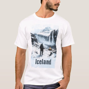 Illustration of Icelandic Landscape and a Hiker T-Shirt